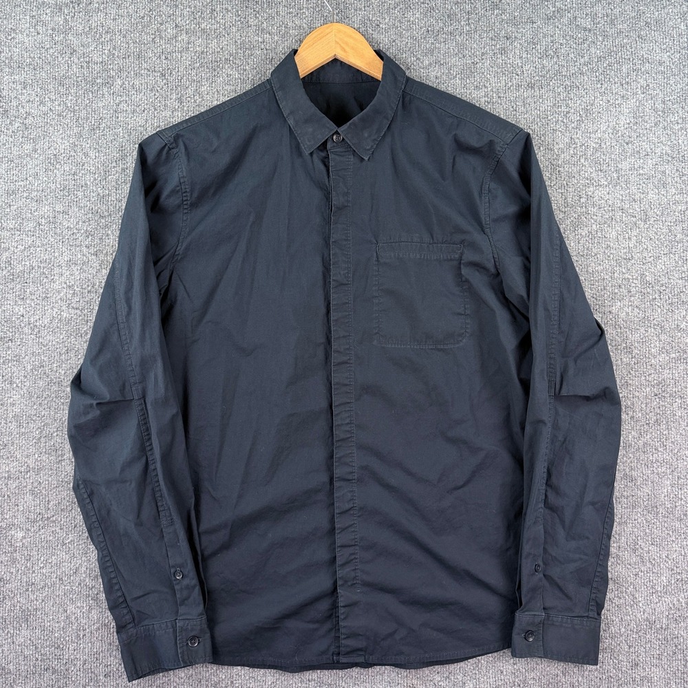 Lululemon Commission Long Sleeve Shirt Mens L Black Button Up Pocket Performance